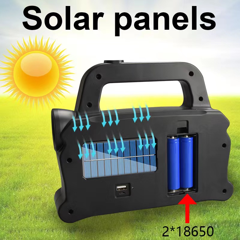 The new COB portable searchlight, solar USB charging camping light, portable work light with strong light pic 5