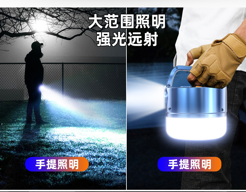 Ultra-bright LED rechargeable bulb, solar lighting, emergency household multi-functional, outdoor night market, street stall, large capacity detail image 14