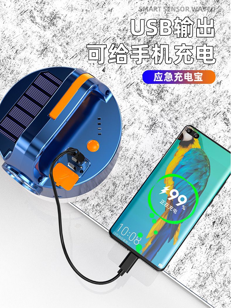 Ultra-bright LED rechargeable bulb, solar lighting, emergency household multi-functional, outdoor night market, street stall, large capacity detail image 6