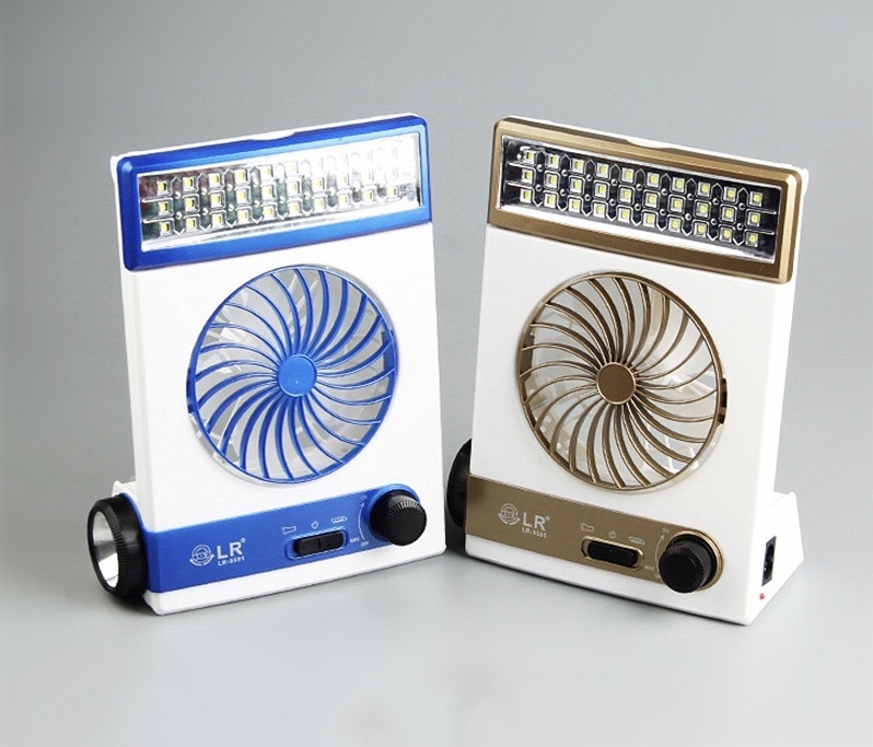 Multi-functional solar charging fan, outdoor portable desktop led camping lamp fan