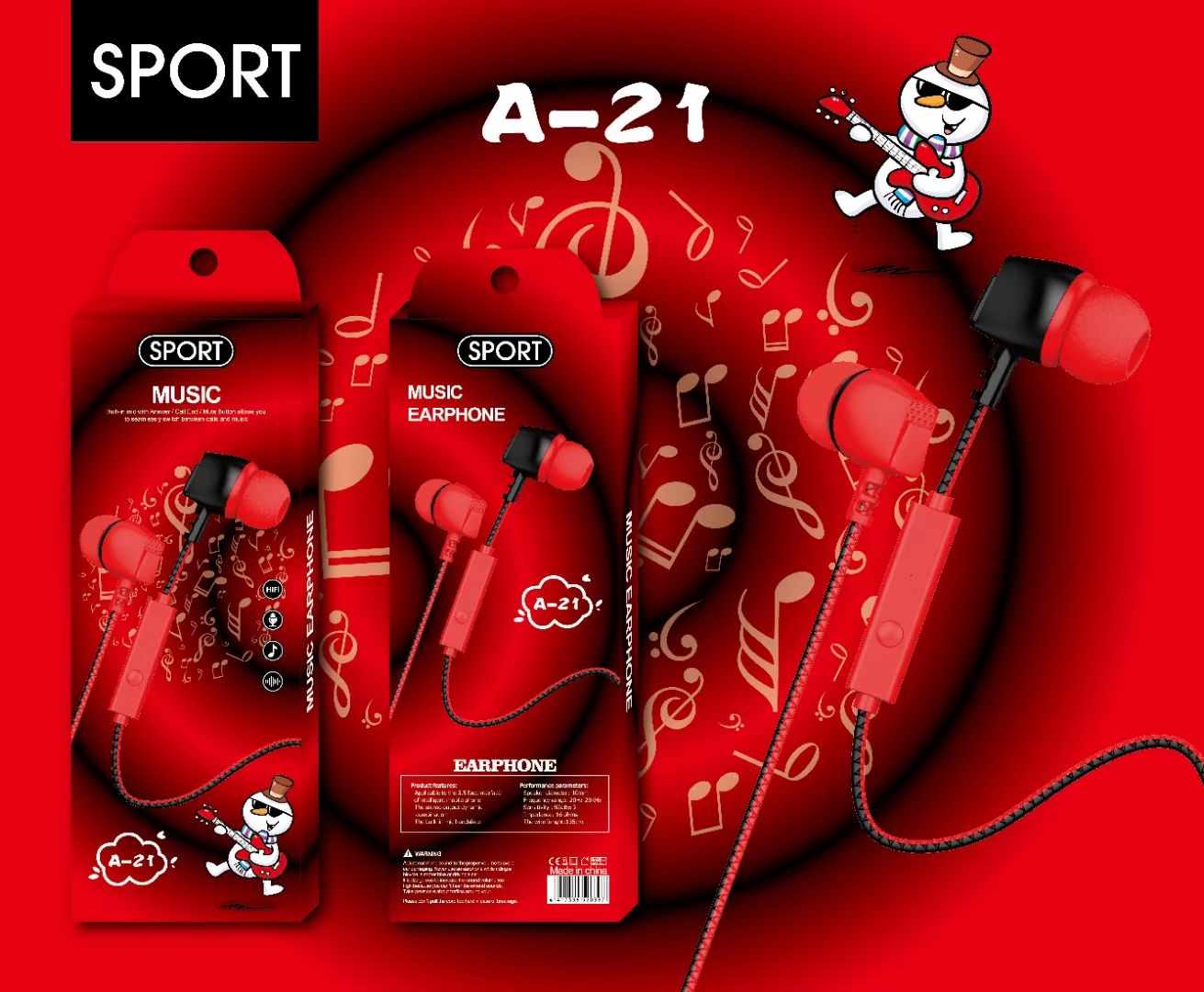 Guangdong Suoge Electronics A series mobile phone headphones, in-ear headsets, MP3 earbuds, wired headphones, small headphones, fashionable and creative products Item Picture