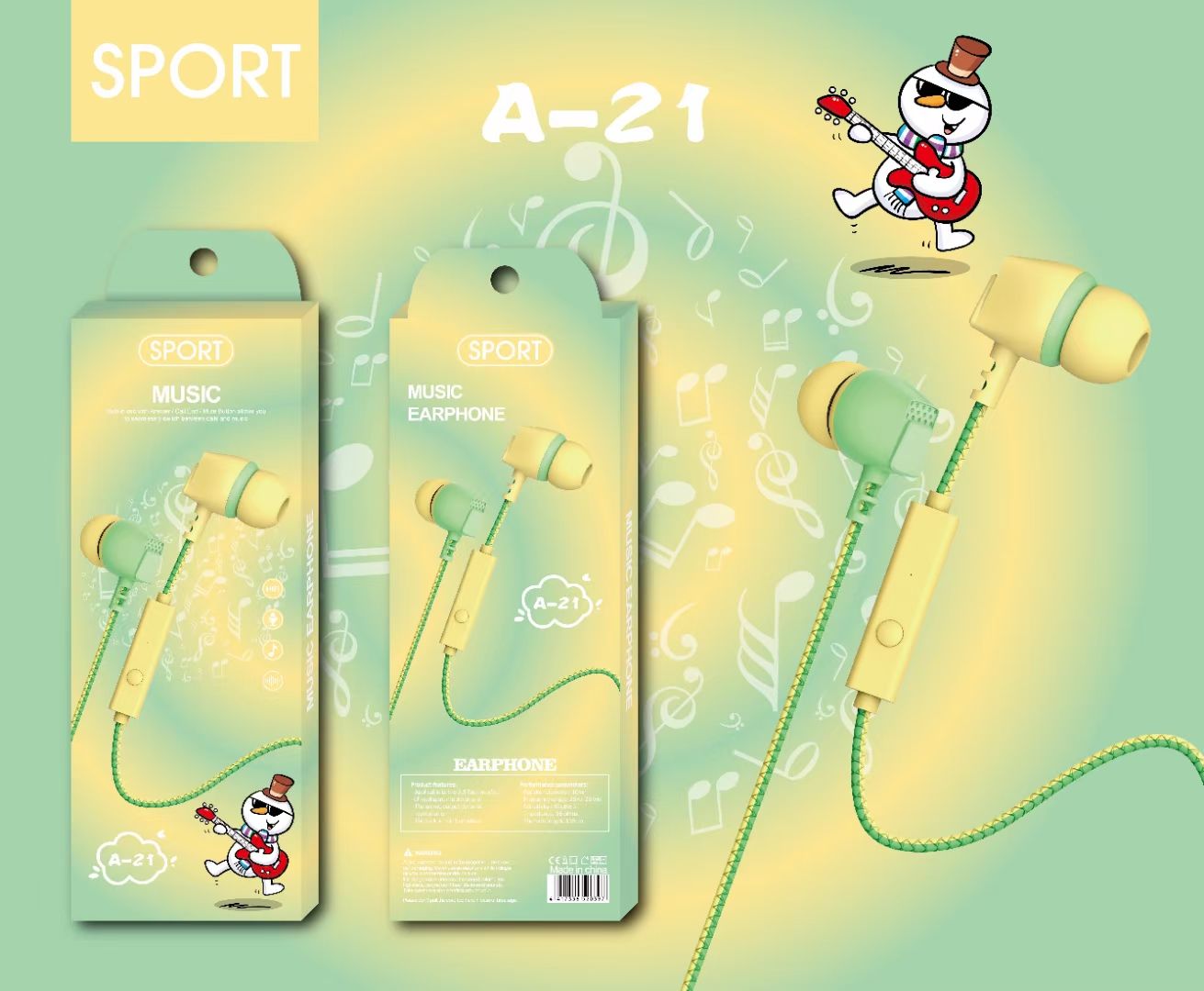 Guangdong Suoge Electronics A series mobile phone headphones, in-ear headsets, MP3 earbuds, wired headphones, small headphones, fashionable and creative products Specification image