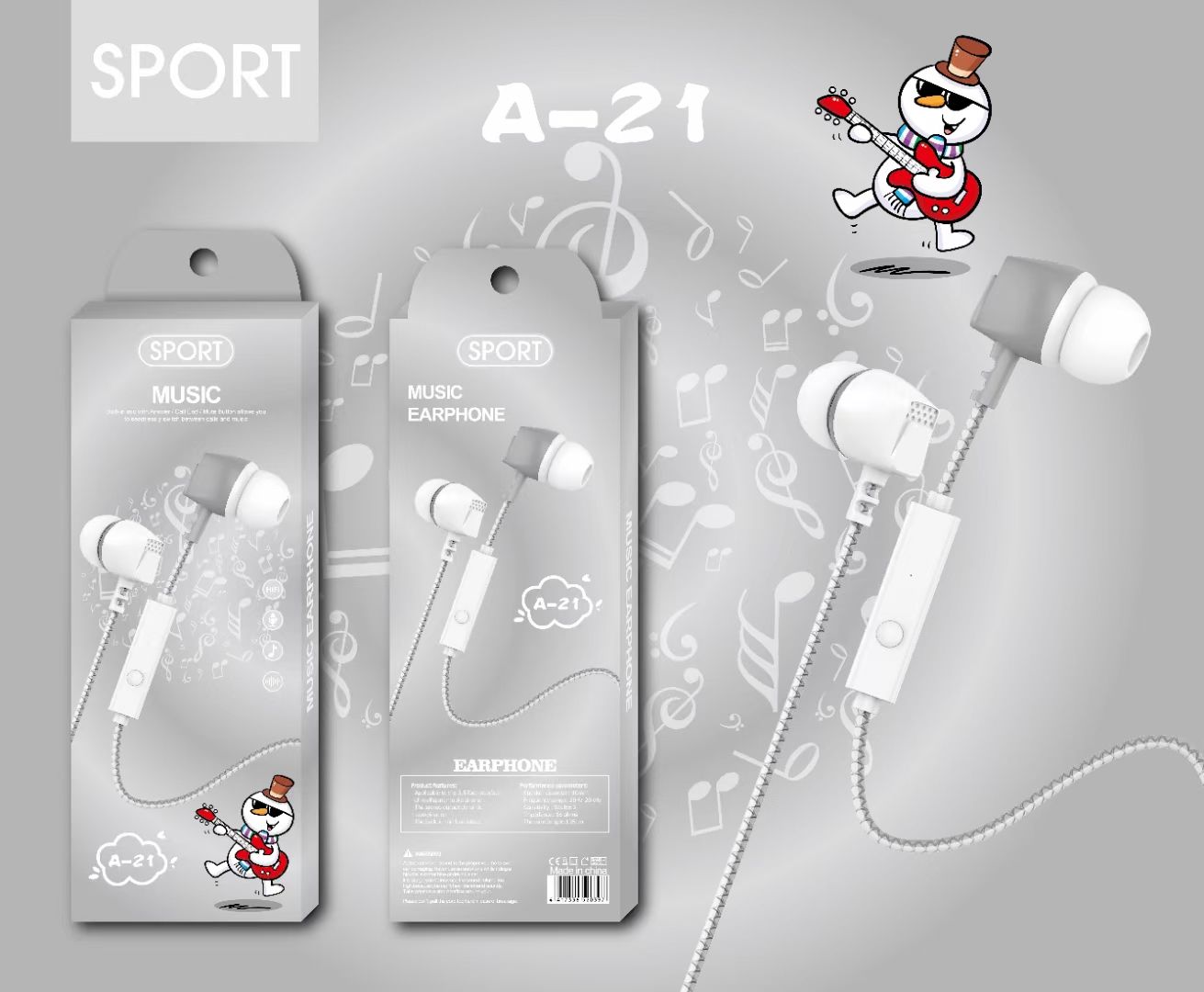 Guangdong Suoge Electronics A series mobile phone headphones, in-ear headsets, MP3 earbuds, wired headphones, small headphones, fashionable and creative products