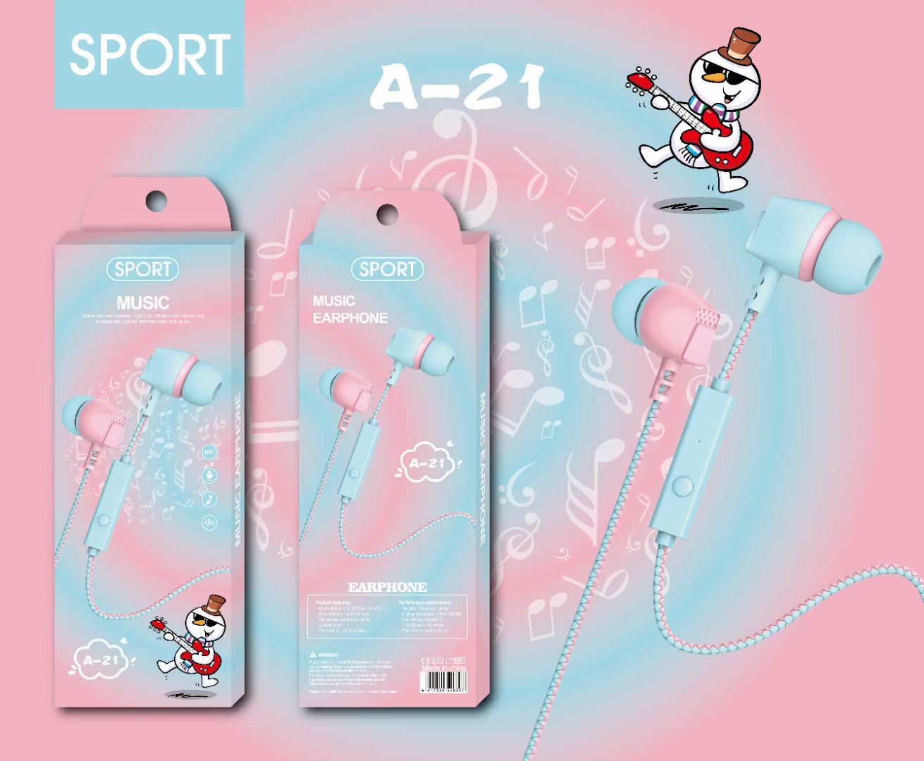 Guangdong Suoge Electronics A series mobile phone headphones, in-ear headsets, MP3 earbuds, wired headphones, small headphones, fashionable and creative products Application Scenario