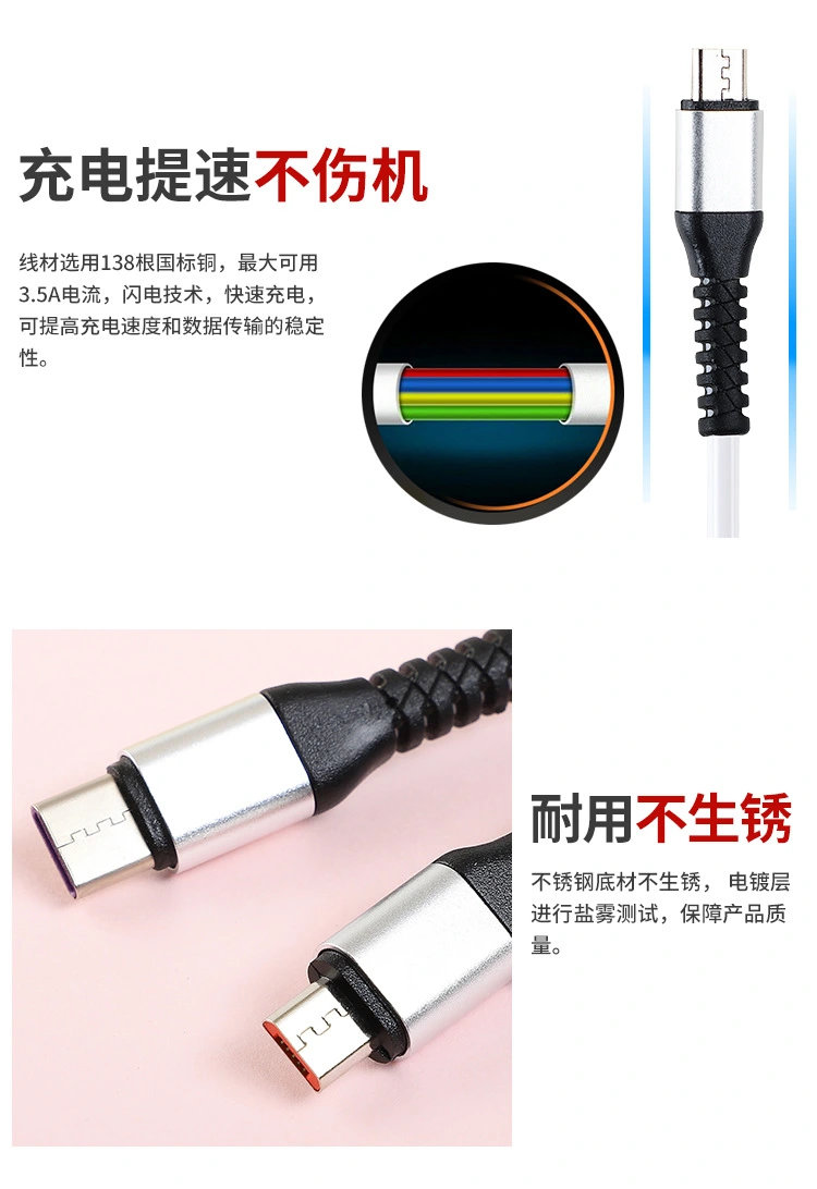 Turn the mobile phone fast charging plug 90 degrees to the USB port for direct charging to the Android type-c interface 1.5 meters detail image 10