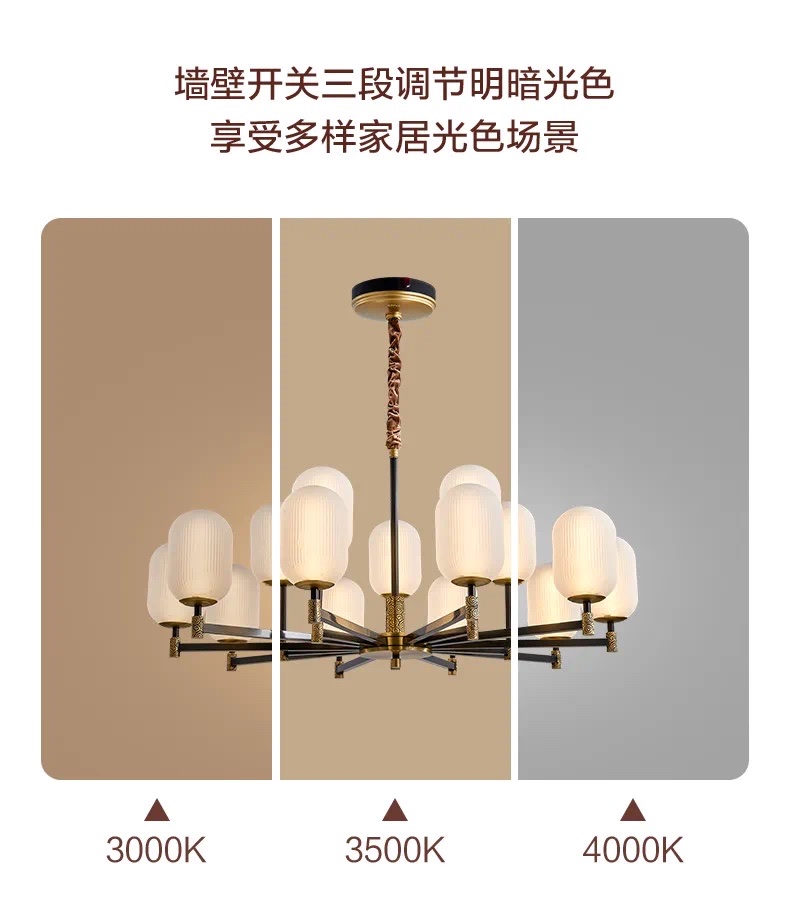 欧普客厅灯荷塘月色全铜灯详情图4