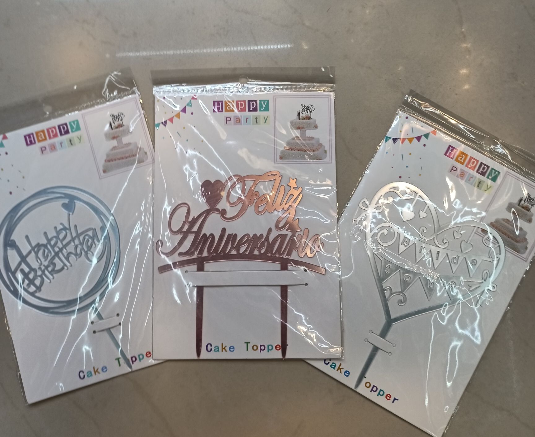 Creative metal card inserts for cake decoration, birthday party cards, wedding banquet cards, graduation ceremony cards, anniversary cards, cake topper details Picture