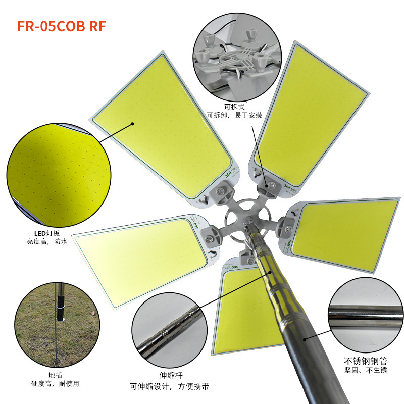 High-intensity led outdoor lamp remote control five-leaf high-brightness 1250W car outdoor desert lamp details Picture