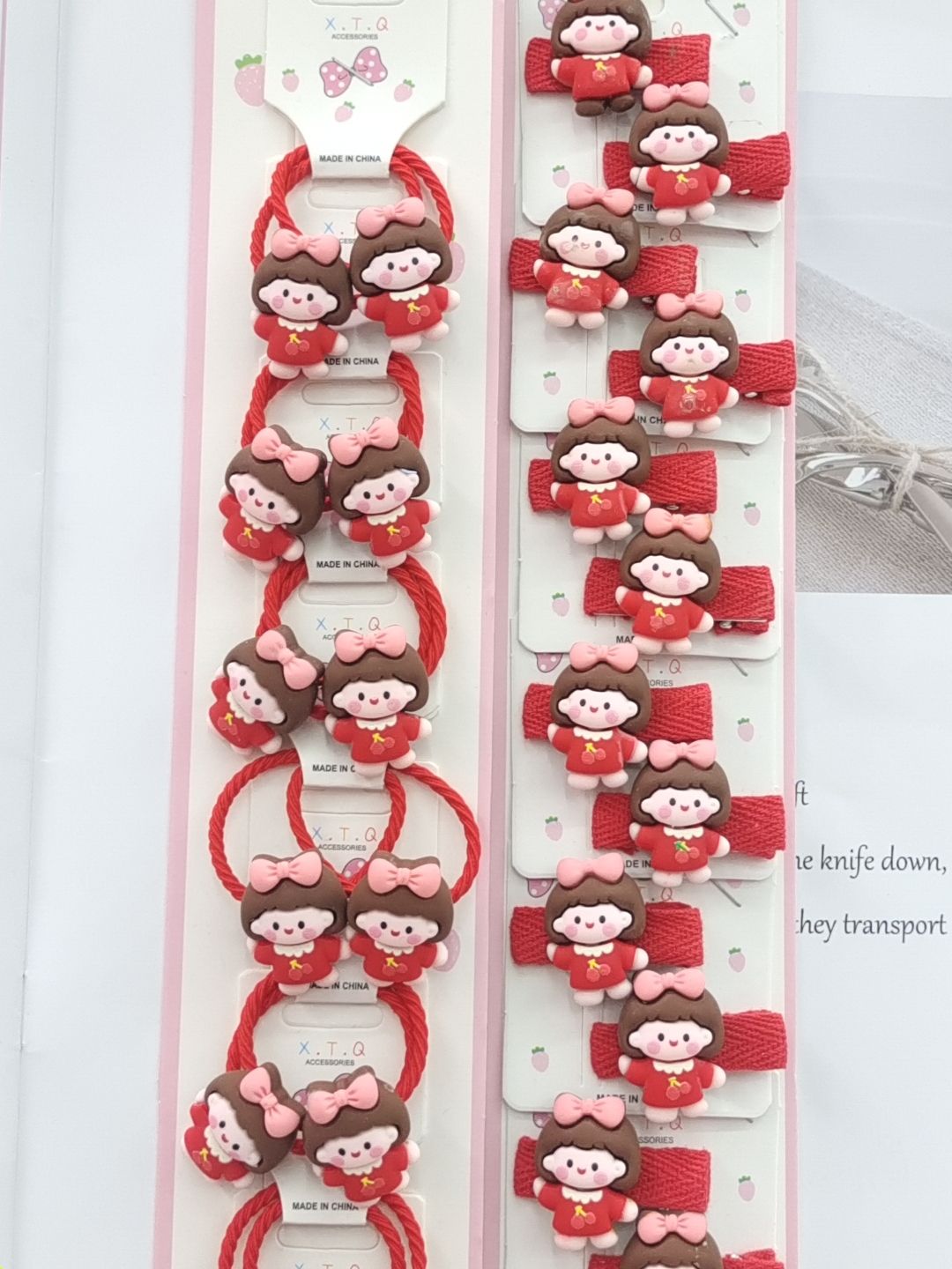 小淘气005红色皮筋压夹有小人小卡通款式可以混搭