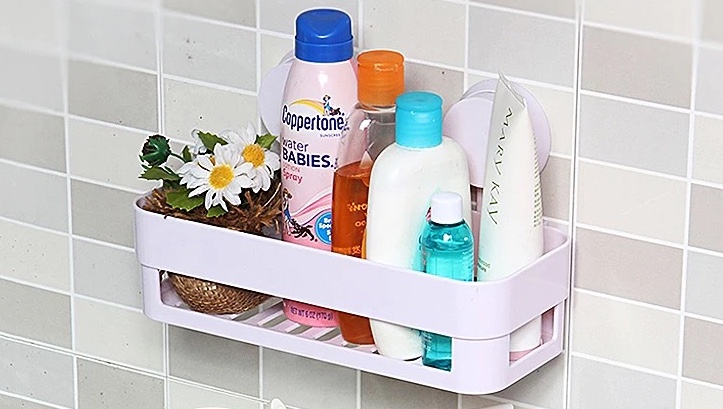Right-angle storage rack in the bathroom detail image 1
