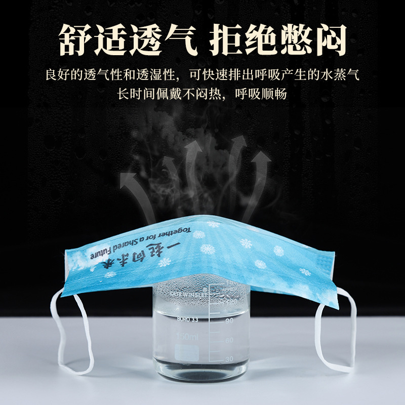 新年款口罩三层带熔喷布防护口罩单独包装【外贸专供】详情8