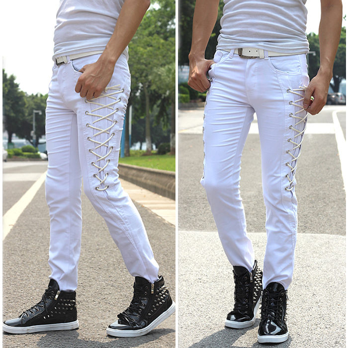 Pantalones hombre estudiante versión coreana slim fit pantalones de pie pequeños pantalones casuales de verano de los hombres de moda zip white leggings pantalones de carga de los hombres detail image 1