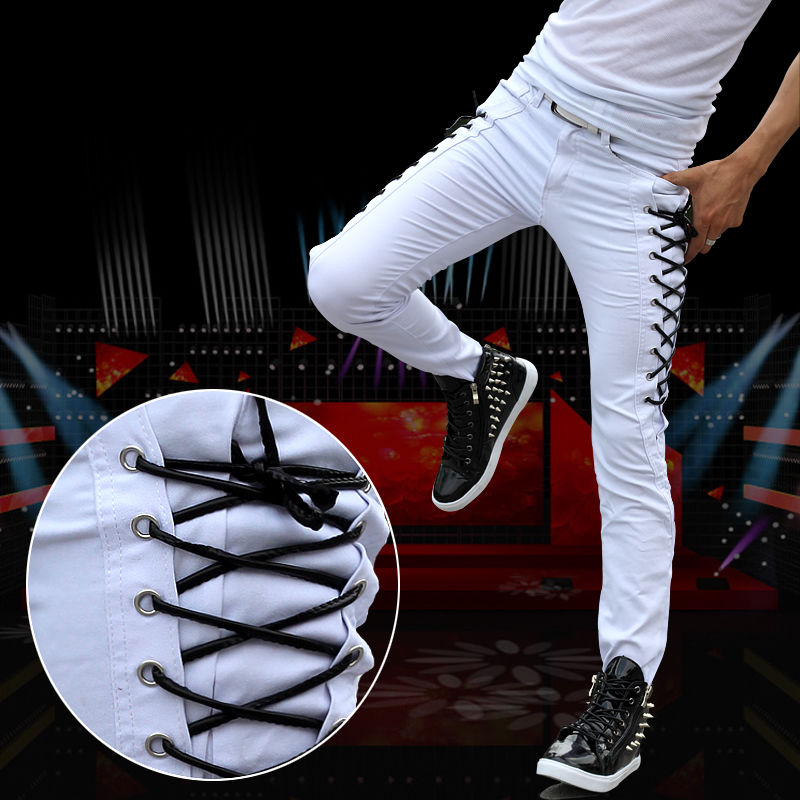 Pantalones hombre estudiante versión coreana slim fit pantalones de pie pequeños pantalones casuales de verano de los hombres de moda zip white leggings pantalones de carga de los hombres detail image 2