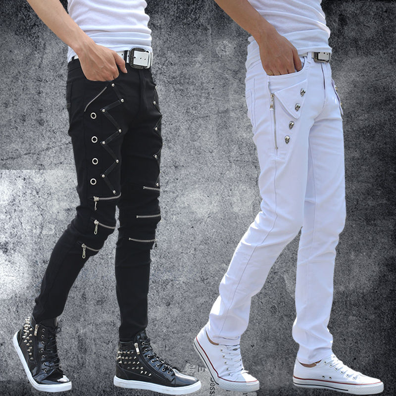 Pantalones hombre estudiante versión coreana slim fit pantalones de pie pequeños pantalones casuales de verano de los hombres de moda zip white leggings pantalones de carga de los hombres detail image 10