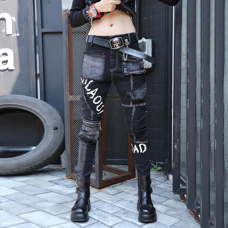 2022 Autumn/Winter new stylish and trendy thickened jeans for women, slimming black skinny pants, Halon long pants details Picture