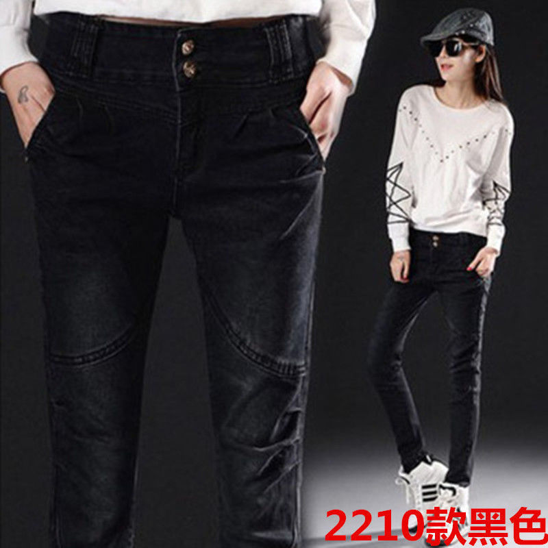 Fleece-lined jeans, women's stretch pencil pants, slimming and slim Korean-style thickened little Halon casual pants, plus-size chubby girls detail image 9