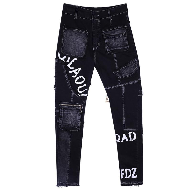 2022 Autumn/Winter new stylish and trendy thickened jeans for women, slimming black skinny pants, Halon long pants detail image 4