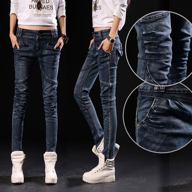 Fleece-lined jeans, women's stretch pencil pants, slimming and slim Korean-style thickened little Halon casual pants, plus-size chubby girls detail image 10