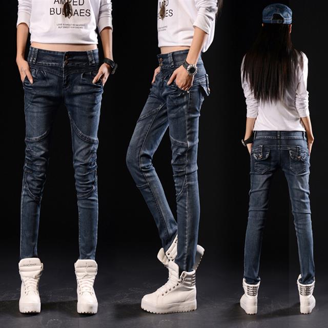Fleece-lined jeans, women's stretch pencil pants, slimming and slim Korean-style thickened little Halon casual pants, plus-size chubby girls detail image 8