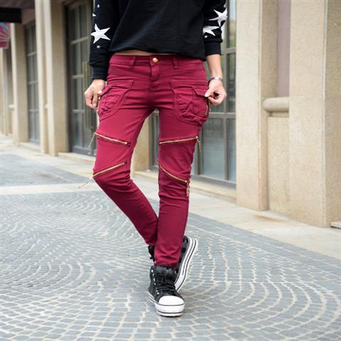 Spring and Autumn's new style pocket zipper jeans for women, Korean style, slimming and petite legs, long pants, loose, Harem pants trend detail image 2