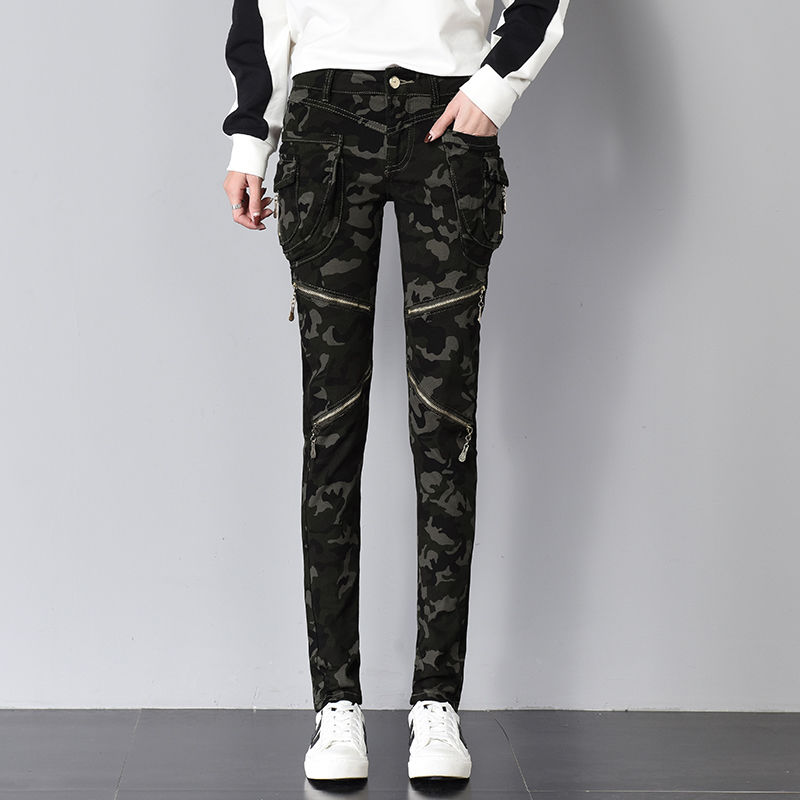 Spring and Autumn's new style pocket zipper jeans for women, Korean style, slimming and petite legs, long pants, loose, Harem pants trend detail image 7