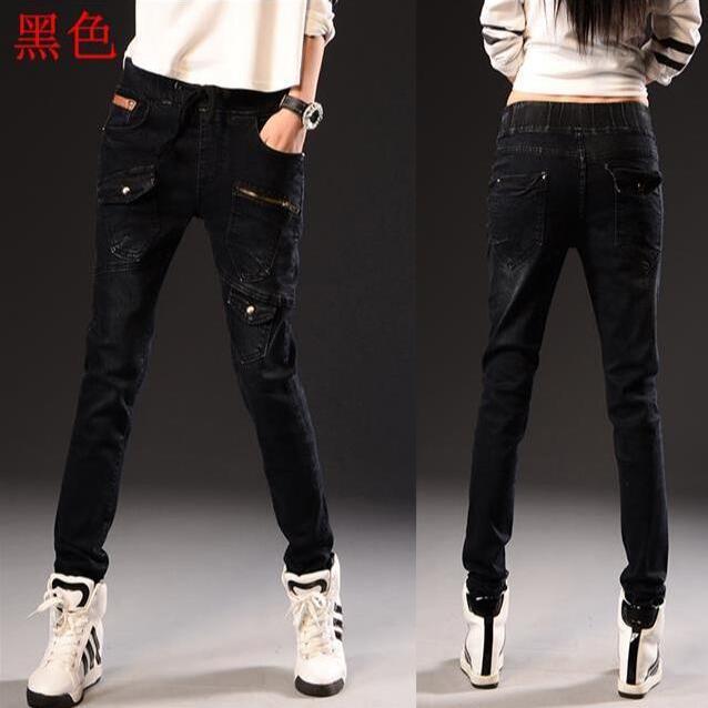 Fleece-lined jeans, women's stretch pencil pants, slimming and slim Korean-style thickened little Halon casual pants, plus-size chubby girls detail image 4
