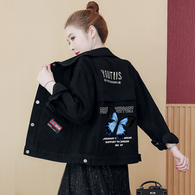 网红春秋新款韩版黑色仔外套女宽松工装夹克牛仔上衣潮秋季新款女详情图8