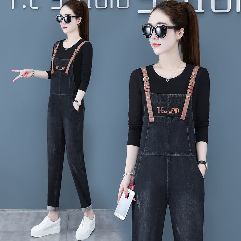 牛仔背带裤女学生韩版宽松减龄显瘦春秋新款百搭网红爆款连体长裤详情图1