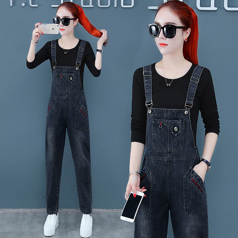 牛仔背带裤女学生韩版宽松减龄显瘦春秋新款百搭网红爆款连体长裤详情图12