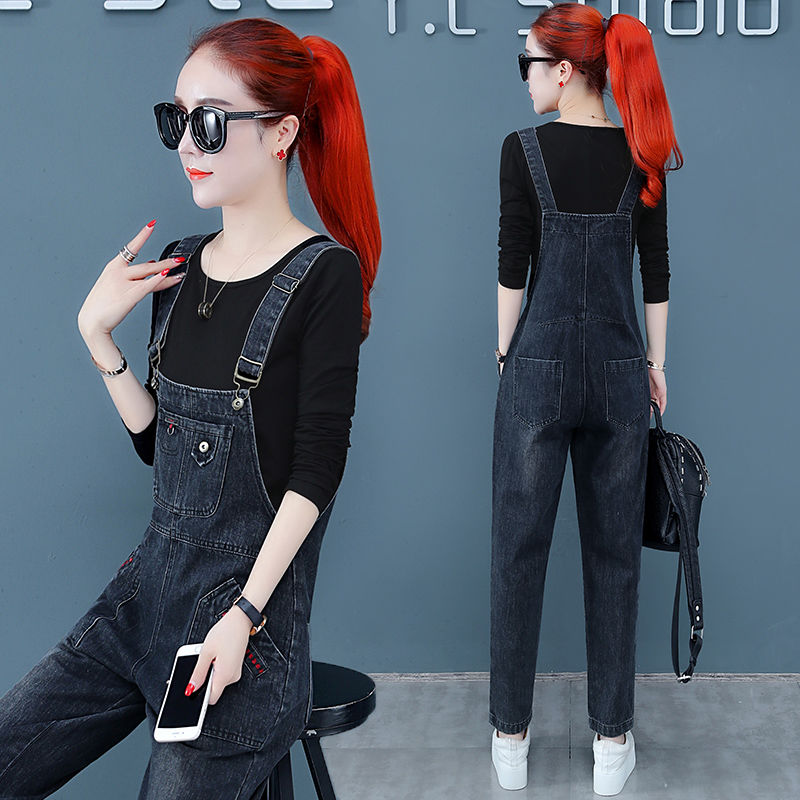 牛仔背带裤女学生韩版宽松减龄显瘦春秋新款百搭网红爆款连体长裤详情图13