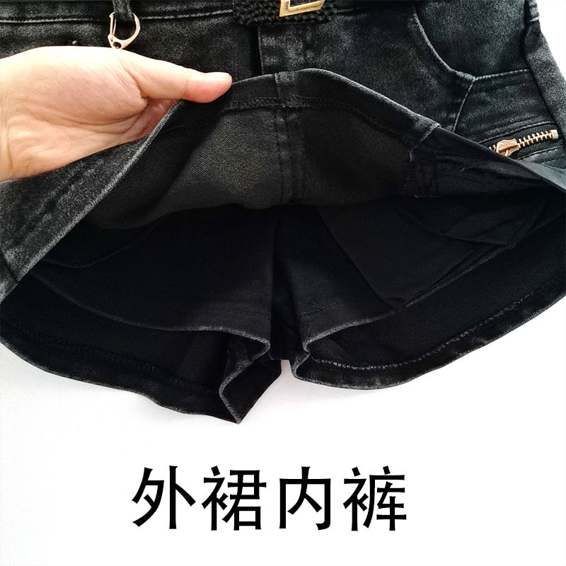 牛仔短裙裤女2022春季新款低腰A字显瘦半身裙包臀裙拉链送挂饰详情图1
