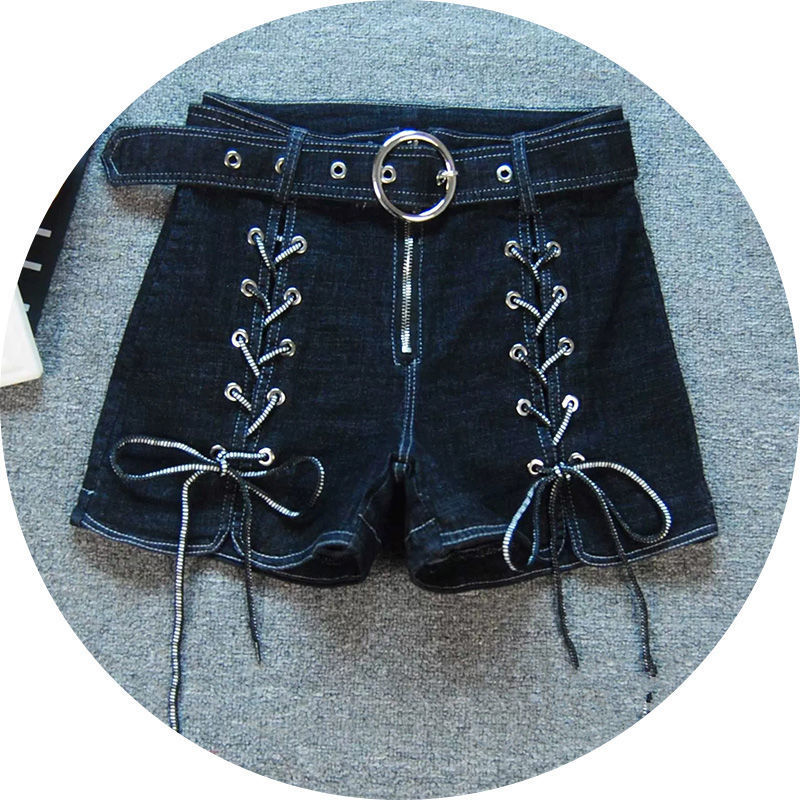 时尚绑带蝴蝶结牛仔短裙女2022新款高腰修身显瘦A字裙弹力半身裙详情图5