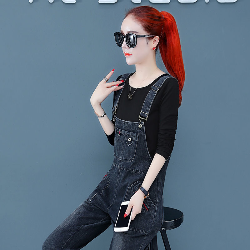 牛仔背带裤女学生韩版宽松减龄显瘦春秋新款百搭网红爆款连体长裤详情图5