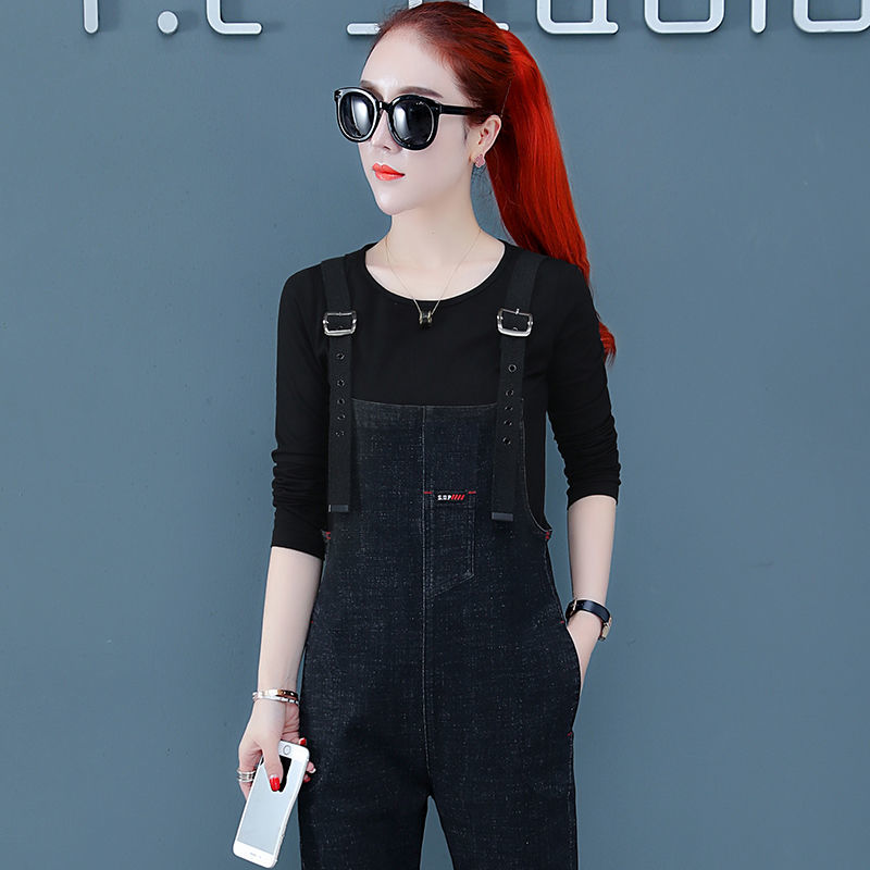 牛仔背带裤女学生韩版宽松减龄显瘦春秋新款百搭网红爆款连体长裤详情图7