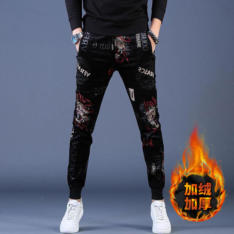 Pantalón de terciopelo cordura hombre marca de moda pantalones casuales engrosados tendencia otoño invierno 2022 slim fit bundles pie stripe pantalón Item Picture