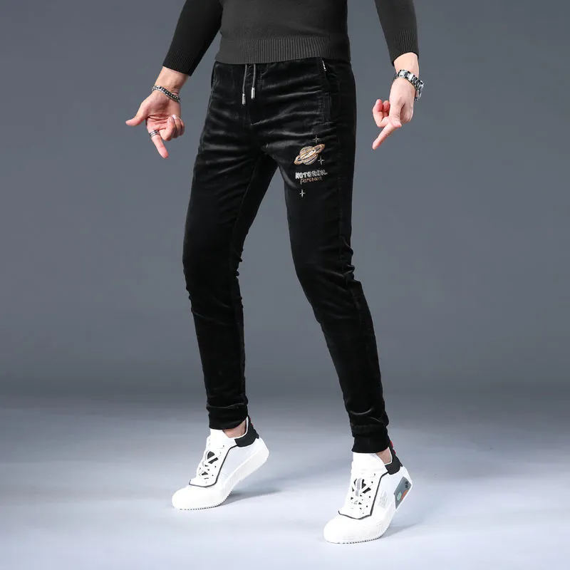 Pantalón de terciopelo cordura hombre marca de moda pantalones casuales engrosados tendencia otoño invierno 2022 slim fit bundles pie stripe pantalón detail image 17