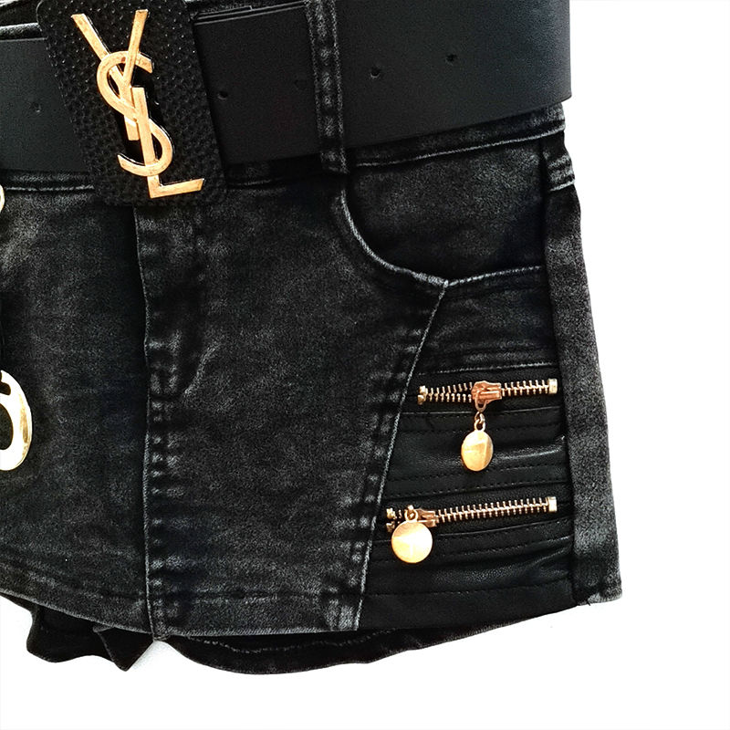 牛仔短裙裤女2022春季新款低腰A字显瘦半身裙包臀裙拉链送挂饰详情图8