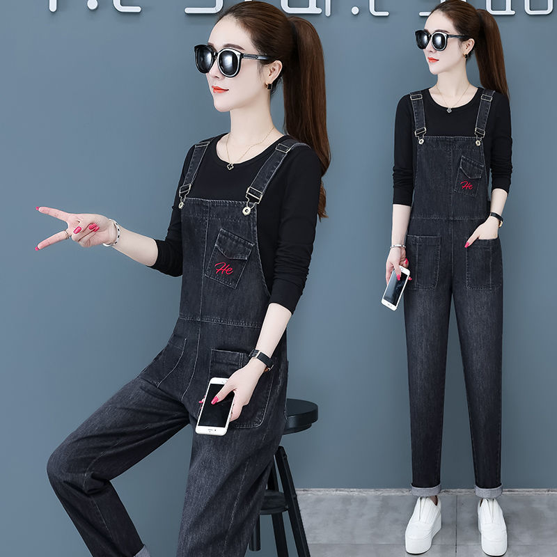 牛仔背带裤女学生韩版宽松减龄显瘦春秋新款百搭网红爆款连体长裤详情图8