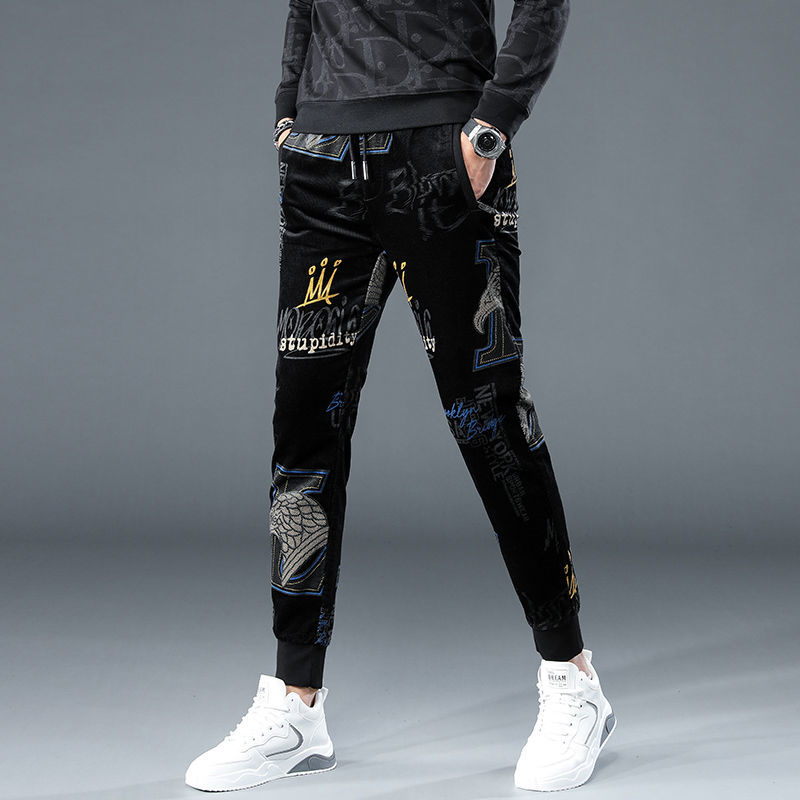 Pantalón de terciopelo cordura hombre marca de moda pantalones casuales engrosados tendencia otoño invierno 2022 slim fit bundles pie stripe pantalón detail image 14