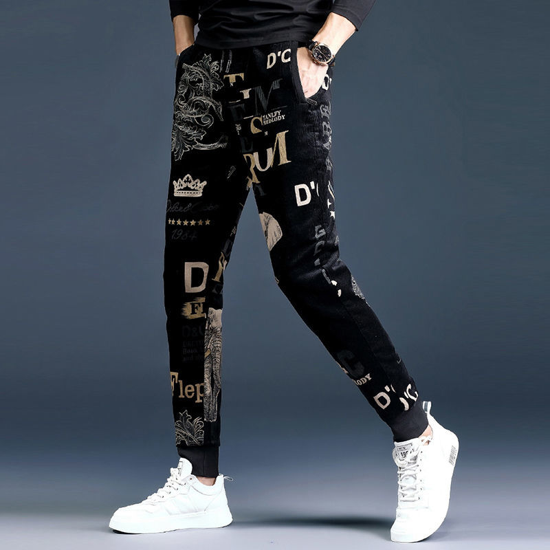 Pantalón de terciopelo cordura hombre marca de moda pantalones casuales engrosados tendencia otoño invierno 2022 slim fit bundles pie stripe pantalón detail image 12