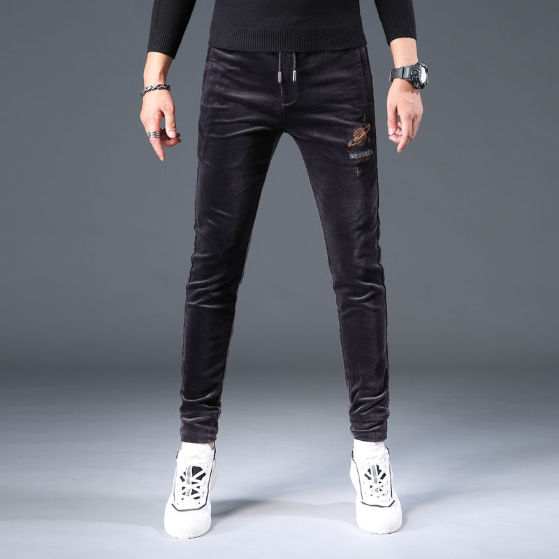 Pantalón de terciopelo cordura hombre marca de moda pantalones casuales engrosados tendencia otoño invierno 2022 slim fit bundles pie stripe pantalón detail image 16