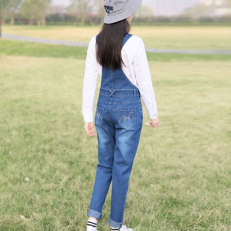 New style of Korean-style halter denim overalls and jumpsuits for junior high school students detail image 6