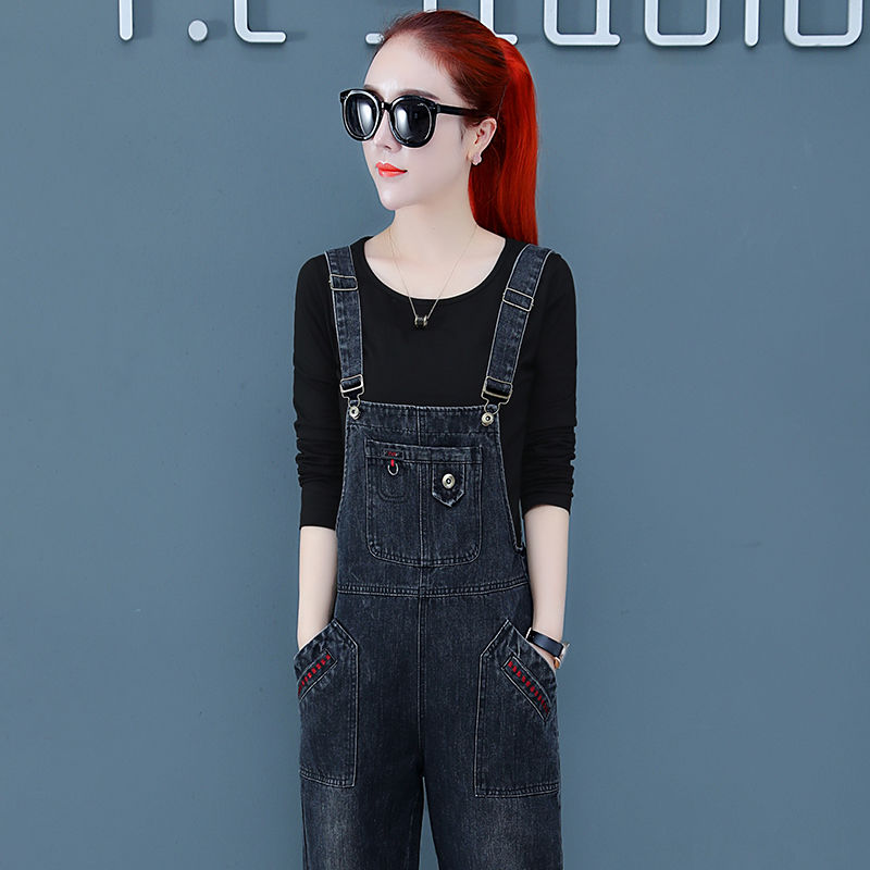 2020年女士新潮牛仔裤/女士吊带牛仔裤 背带牛仔裤/欧洲站外贸破洞女士牛仔裤 细节图