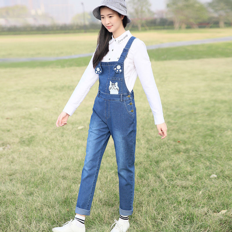 New style of Korean-style halter denim overalls and jumpsuits for junior high school students details Picture