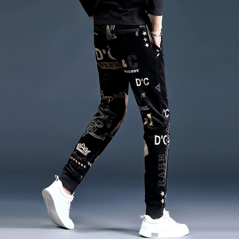 Pantalón de terciopelo cordura hombre marca de moda pantalones casuales engrosados tendencia otoño invierno 2022 slim fit bundles pie stripe pantalón detail image 19