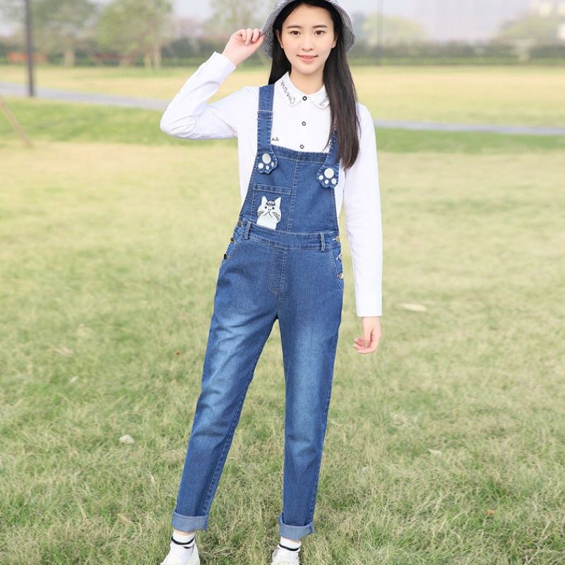 New style of Korean-style halter denim overalls and jumpsuits for junior high school students
