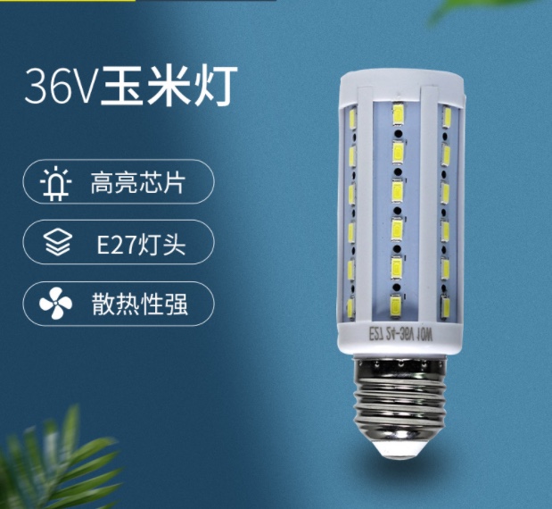 36V corn lamp, high-brightness LED bulb, ACDC AC/DC power available, 24V, 36V work light, low-voltage Marine light Item Picture
