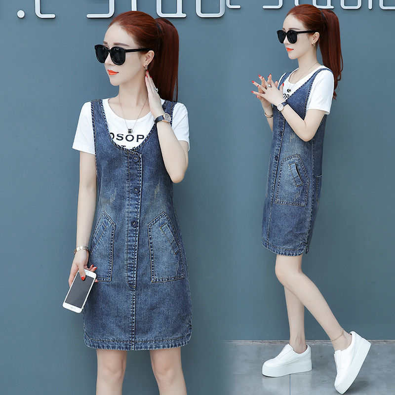 女士吊带牛仔裤 背带牛仔裤/欧洲站外贸牛仔裙/2022年女士新潮牛仔裙细节图