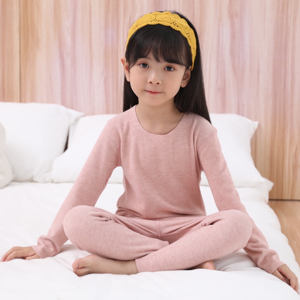 德绒发热儿童保暖内衣套装D3002秋冬厚款女童无痕宝宝秋衣秋裤 