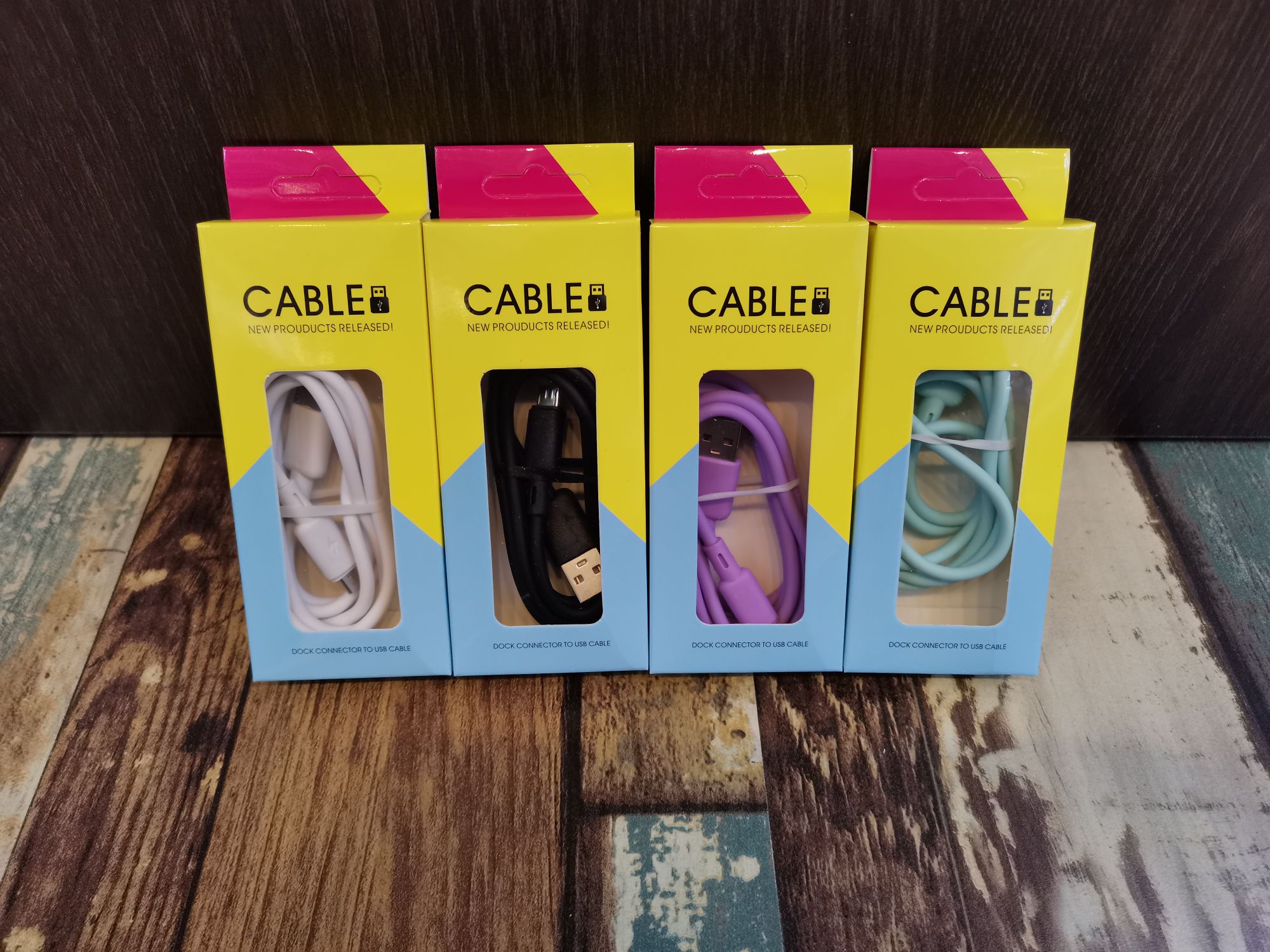 4 macaron-colored 100 copper wire data cables, mobile phone data cables suitable for Android type-c, Apple flash charging data cables, charging cables, fast charging cables